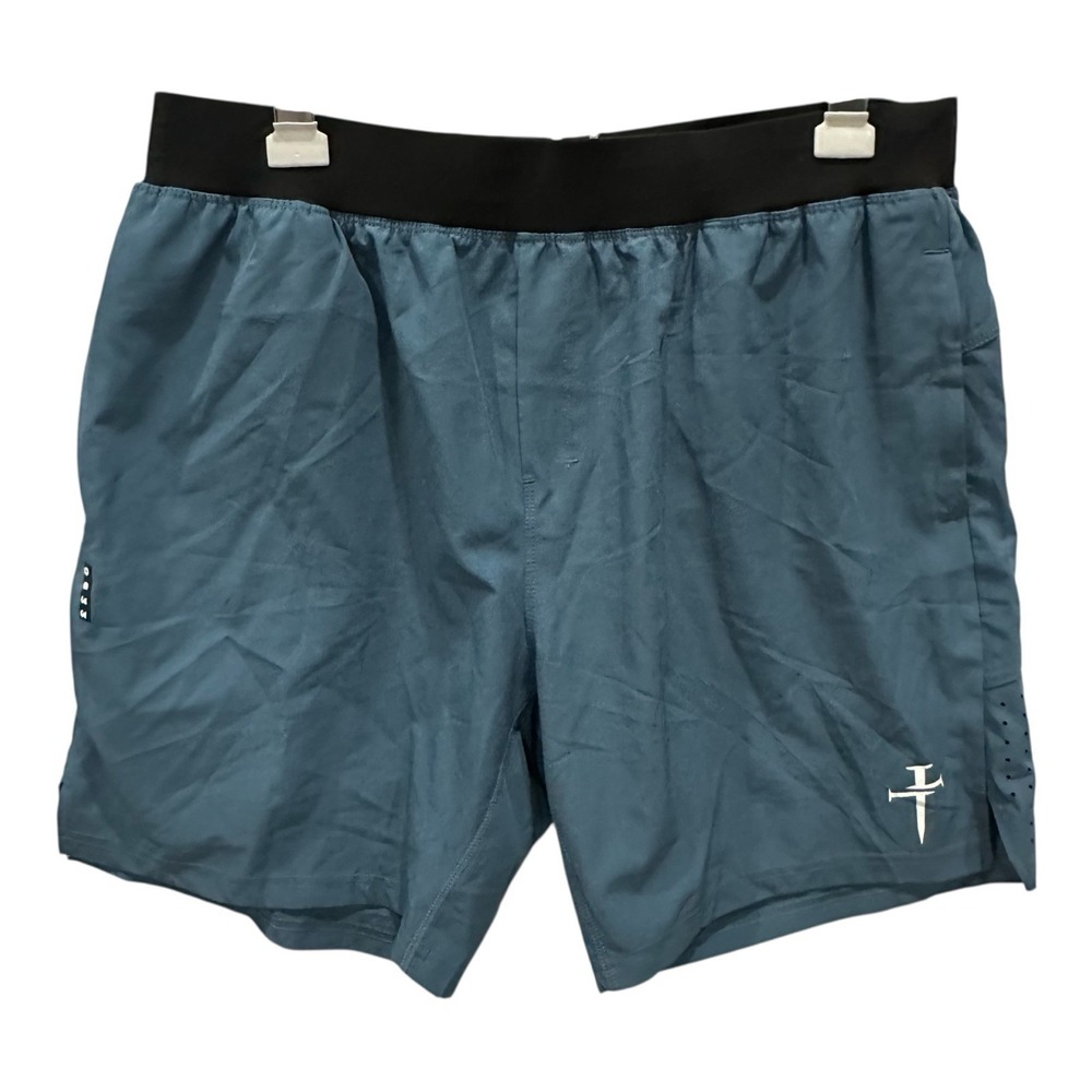 Three Nails Shorts Mens Blue Lined Athletic Gym Training Stretch Active XL